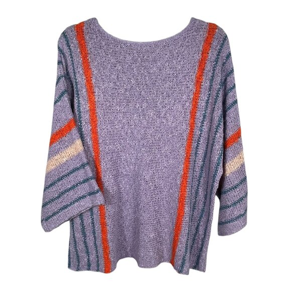 Dokotoo Retro Boho Open Knit 3/4 Sleeve Batwing Lightweight Purple Sweater XL - Picture 3 of 8